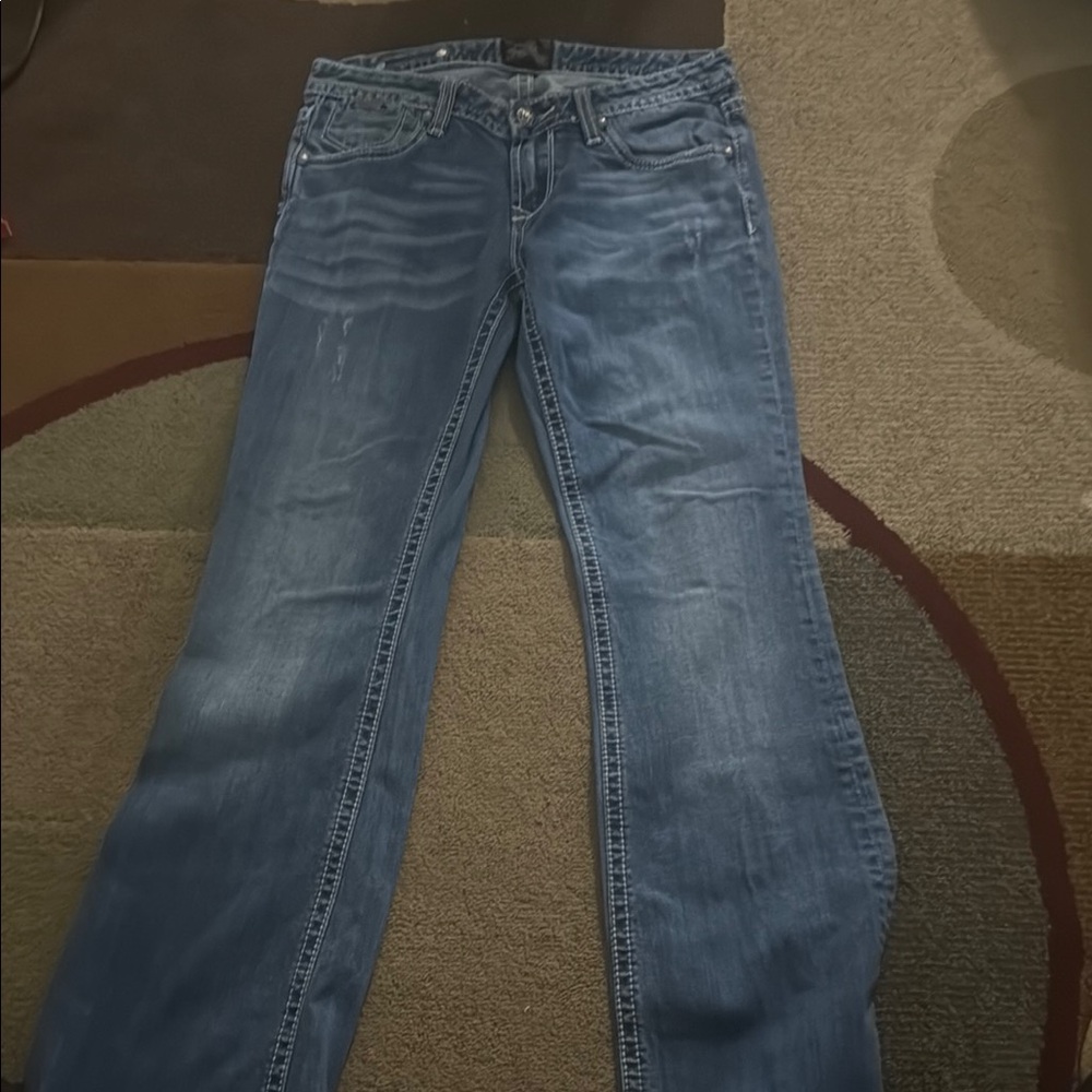 Express Blue Boot Cut Jeans with Natural Fading